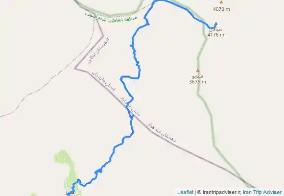 ترک جی پی اس Mountain hut, Sialan Summit and Fountain from Henīz