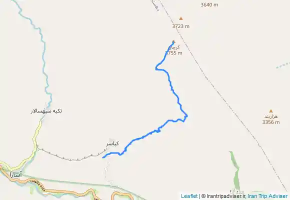 ترک جی پی اس قله کرچان از روستای کیاسر