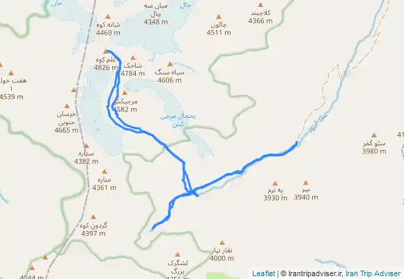 ترک جی پی اس قله علم‌کوه از تنگ گلو و دشت هسارچال علم کوه از حصارچال