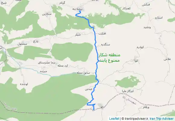 ترک جی پی اس تالاب کلا از بیشه بنه
