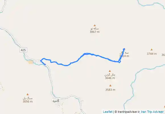 ترک جی پی اس پیمایش از روستای ولایت رود تا قله سه چال