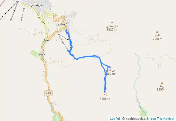 ترک جی پی اس قله آبک و قله پیستوم