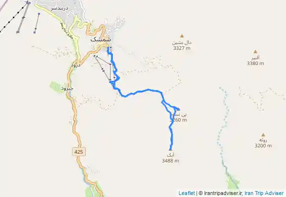 ترک جی پی اس قله ی آبک از روستای شمشک