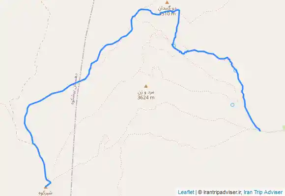 ترک جی پی اس قله شیرکوه، ارتفاع ۴۰۷۵م، روستای ده‌بالا، شهرستان تفت، استان یزد