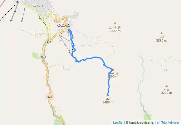 ترک جی پی اس پیمایش از شمشک به قلل پی نسوم و آبک