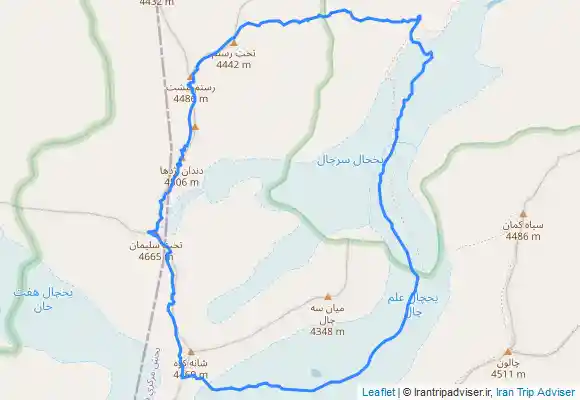 ترک جی پی اس دندان اژدها(از پناهگاه سرچال، دندان اژدها، تخت سلیمان، شانه کوه، علم چال سرچال)