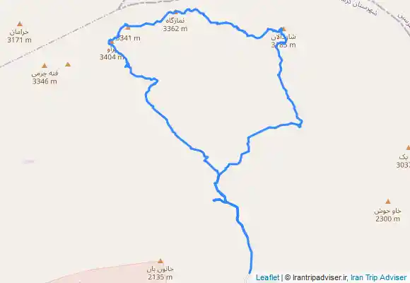 ترک جی پی اس خط الراس پراو به نمازگاه و شاودالان