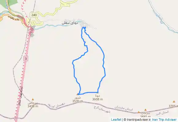 ترک جی پی اس صعود به قله هاى دونا و اوير از روستاى دوناى عليا - جاده چالوس