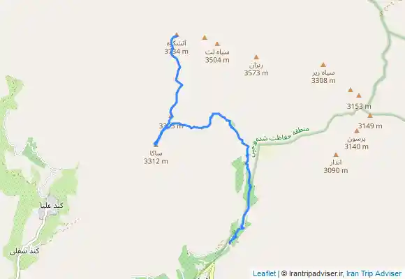 ترک جی پی اس قله آتش كوه-قله ساكا