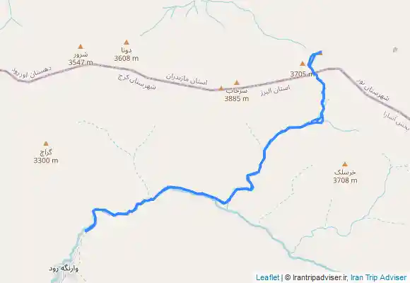 ترک جی پی اس صعود قله آتش سنگ از مبدا روستای وارنگه رود