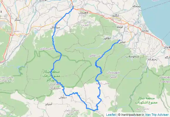 ترک جی پی اس سیاهکل بطرف دیلمان -ملکوت- خصیل دشت و در آخر املش