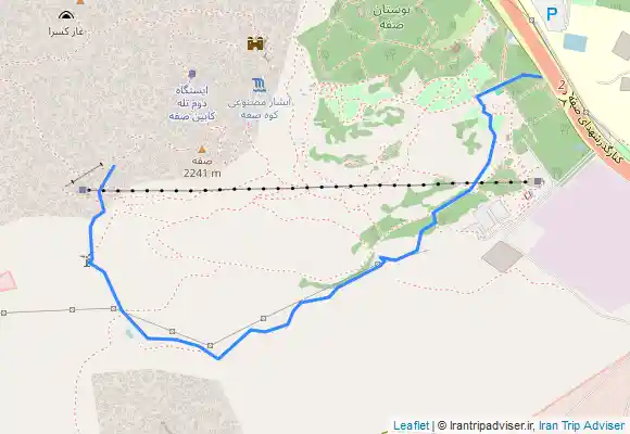 ترک جی پی اس مسیرصعود از سمت چپ اایستگاه تله کابین ۱ تا ایستگاه تله کابین ۲