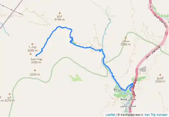 ترک جی پی اس آبشار سنگان، قله پهنه حصار