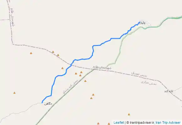 ترک جی پی اس پیمایش روستای دگاهی زنجان به روستای ولیدر و شیت طارم زنجان