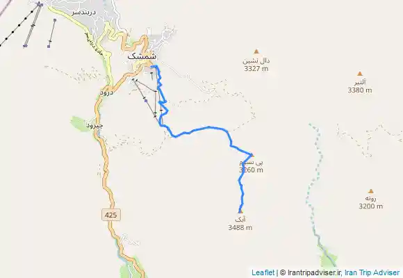 ترک جی پی اس قله‌ی آبک از شمشک