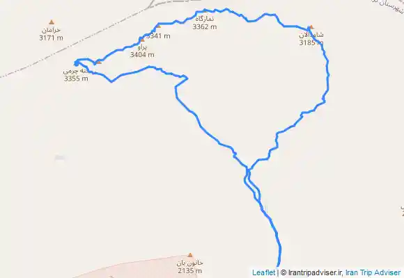 ترک جی پی اس خط الرأس پراو از قته چرمی تا شاودالان