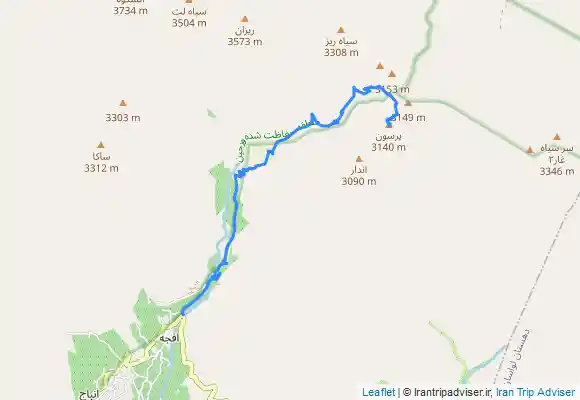 ترک جی پی اس قله پرسون از روستای افجه