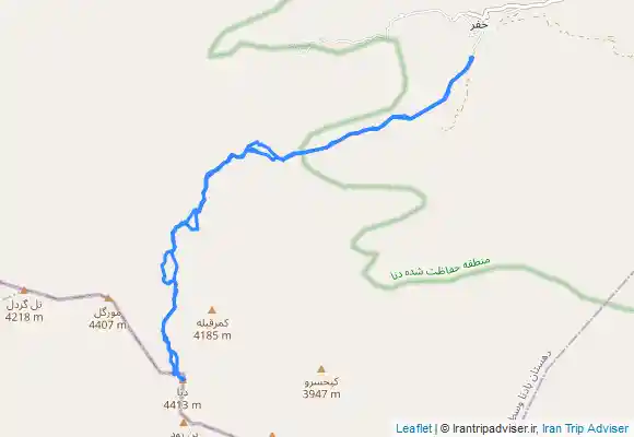 ترک جی پی اس دنا ، روستای خفر ، بام استان کهکیلویه و بویر احمد ، قله قاش مستان