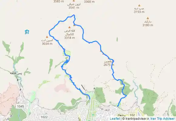 ترک جی پی اس پارک نیلوفر،قله کلکچال،چشمه پیازچال،اردوگاه،پارک جمشیدیه