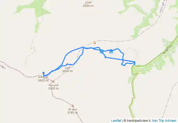 ترک جی پی اس قله الوند و کلاغ لان