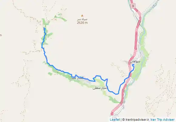 ترک جی پی اس مسیر جاده سولقان به کشار بالا اول مسیر پیاده روی آبشار سکوت یزدان