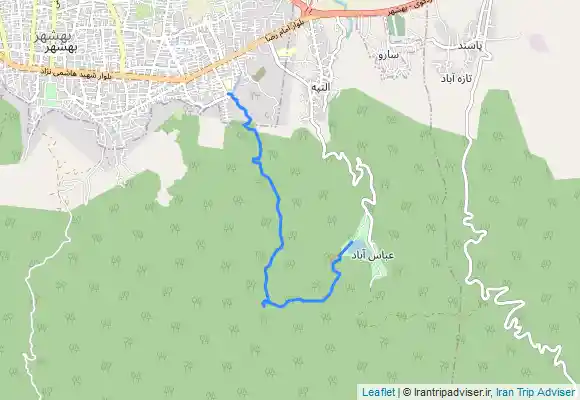 ترک جی پی اس عباس اباد به کلبه اتشنشانی سپس به خیابان شاهد