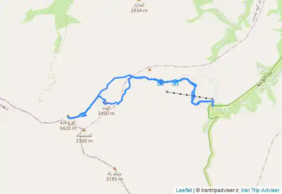 ترک جی پی اس قله الوند و کلاغ لان