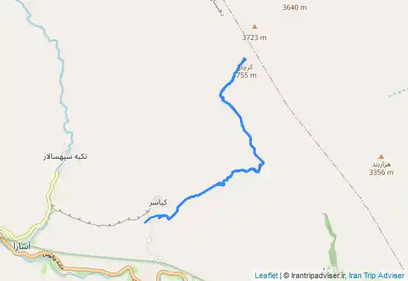 ترک جی پی اس قله کرچان از روستای کیاسر