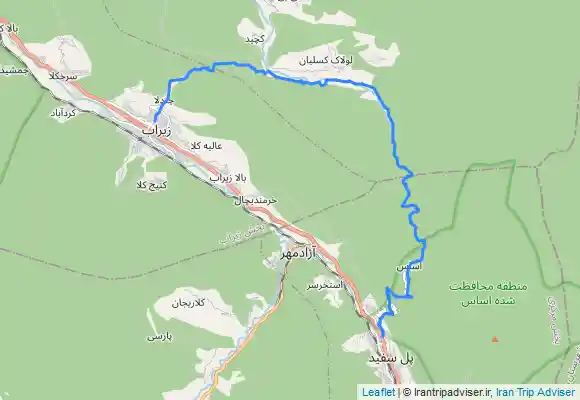 ترک جی پی اس زیراب به پل سفید از جنگل