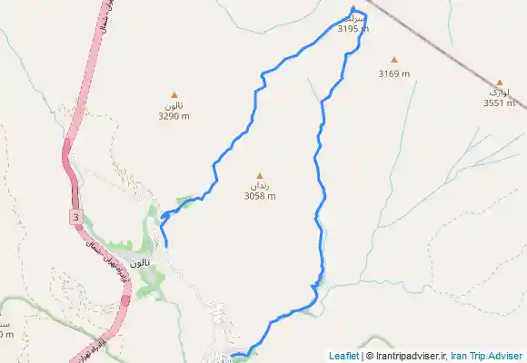 ترک جی پی اس پیمایش از روستای تالون تا قله سرلت و فرود از روستای رندان