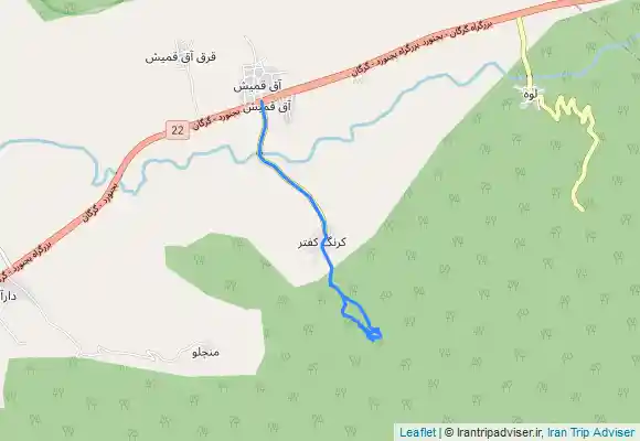 ترک جی پی اس Āq Qamīsh - Korang Kaftar مجموعه آبشار های کرنگ کفتر